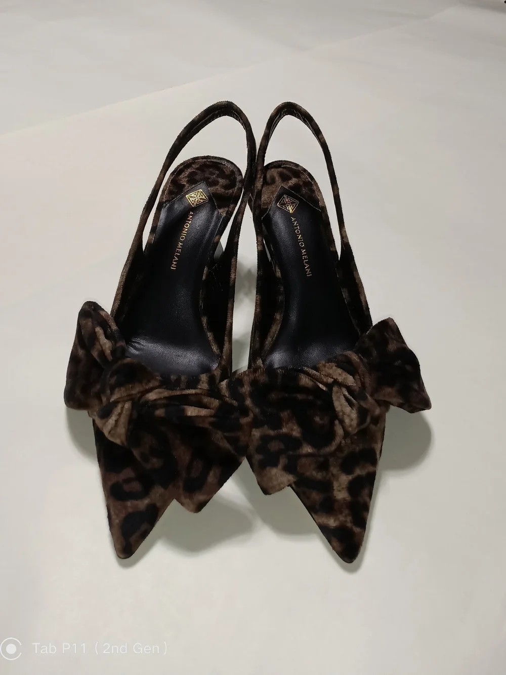 Antonio Melani Lenore Leopard Print Velvet Bow Slingback Pumps Size 7.5
